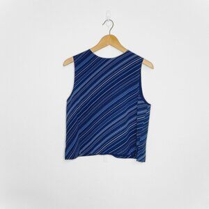 🖤 Vintage | Blue Striped Sleeveless Blouse